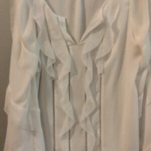 Ivory sheer, lined blouse. Size 16.